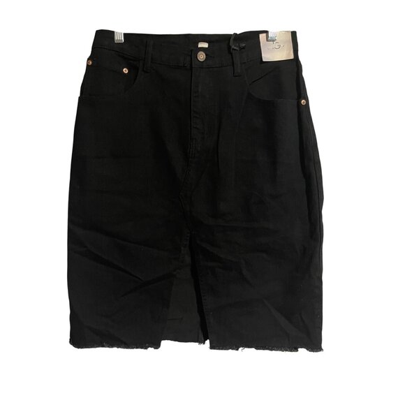 Happily Grey Womens Black Denim Skirt Size 9/28 Frayed Hem Stretch Cotton Blend - Picture 1 of 7